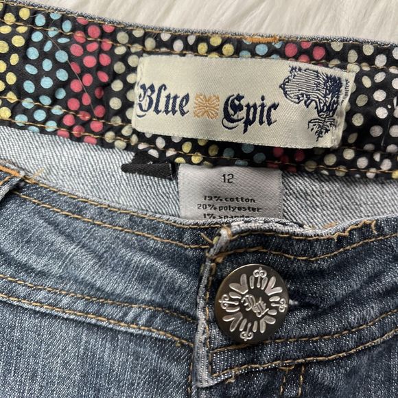 Blue Epic Jeans Women's Blue Denim Mid Rise Size 12 - Picture 3 of 12